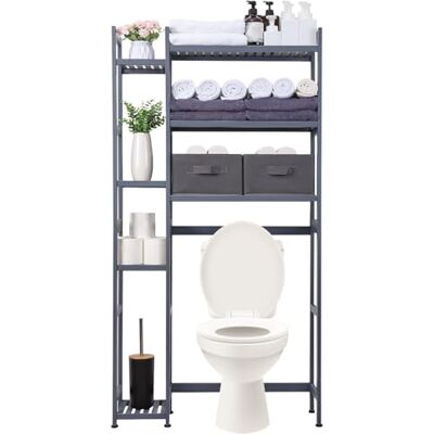 Yorbay Étagère de WC avec 2 paniers, en bambou, réglable à 3 étagères, avec repose-pieds imperméables, multifonctionnel, peu encombrant, facile à monter (gris) - Publicité Yorbay Étagère de WC avec 2 paniers, en bambou, réglable à 3 étagères, avec repose-pieds imperméables, multifonctionnel, peu encombrant, facile à monter (gris) - Publicité