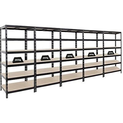 PROREGAL Mega Deal 5X Étagère Charge Lourde Giant Tiger HxLxP 200x90x60cm 265kg par Niveau Noir 6 Niveaux Étagère Robuste de Garage, Atelier, Cave, sous-Sol, Stockage, Rangement, rayonnage - Publicité PROREGAL Mega Deal 5X Étagère Charge Lourde Giant Tiger HxLxP 200x90x60cm 265kg par Niveau Noir 6 Niveaux Étagère Robuste de Garage, Atelier, Cave, sous-Sol, Stockage, Rangement, rayonnage - Publicité
