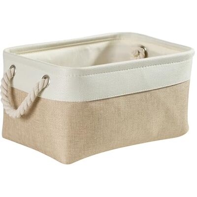 Mangata Panier Rangement, Boite de Rangement Tissu rectangulaire Dressing avec poignée pour Jouets, Armoire (38x28x24 cm, Pliable, Kaki Clair Blanc) - Publicité Mangata Panier Rangement, Boite de Rangement Tissu rectangulaire Dressing avec poignée pour Jouets, Armoire (38x28x24 cm, Pliable, Kaki Clair Blanc) - Publicité