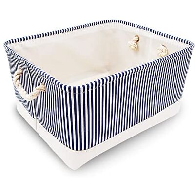 Mangata Boîte de rangement en tissu, 1 paquet (rayures bleues, moyen) - Publicité Mangata Boîte de rangement en tissu, 1 paquet (rayures bleues, moyen) - Publicité