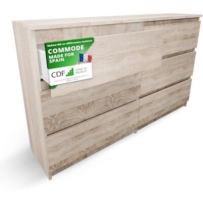 CDF Commode 6 Tiroirs Commode Chambre Chêne Sonoma Meuble Armoire de Rangement Spacieux pour Salon Bureau Spacieuse et Design Moderne Facile à Installer 30x75x120 cm Meuble à Vêtements - Publicité CDF Commode 6 Tiroirs Commode Chambre Chêne Sonoma Meuble Armoire de Rangement Spacieux pour Salon Bureau Spacieuse et Design Moderne Facile à Installer 30x75x120 cm Meuble à Vêtements - Publicité