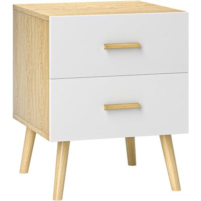 HOMCOM Table de Chevet, Table de Nuit avec 2 tiroirs, Style Moderne, pour Chambre à Coucher, Salon, 40 x 40 x 50 cm, chêne - Publicité HOMCOM Table de Chevet, Table de Nuit avec 2 tiroirs, Style Moderne, pour Chambre à Coucher, Salon, 40 x 40 x 50 cm, chêne - Publicité
