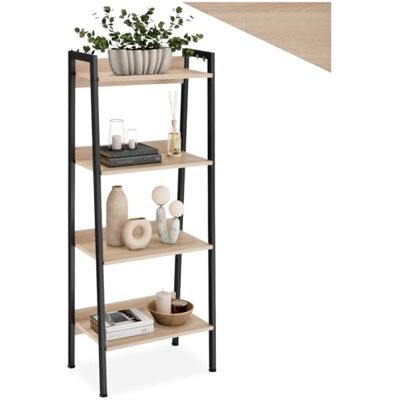 tectake ® Étagère échelle à 4 Niveaux 57,5 x 34 x 138 cm, Bibliothèque Style Industriel Minimaliste, Étagères Verticales Meuble de Rangement Chambre Salon Bureau, Etagere Bibliotheque, Bois Clair - Publicité tectake ® Étagère échelle à 4 Niveaux 57,5 x 34 x 138 cm, Bibliothèque Style Industriel Minimaliste, Étagères Verticales Meuble de Rangement Chambre Salon Bureau, Etagere Bibliotheque, Bois Clair - Publicité