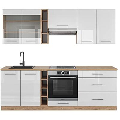 Vicco Cuisine Fame-Line, Blanc Brillant/Chêne doré, 235cm, PT Chêne, pour Une Extension personnalisée avec des modules compatibles - Publicité Vicco Cuisine Fame-Line, Blanc Brillant/Chêne doré, 235cm, PT Chêne, pour Une Extension personnalisée avec des modules compatibles - Publicité