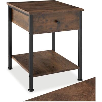 tectake ® Table de Chevet 40 x 40 x 55,5 cm, Table de Nuit, Style Industriel Brut, Chevet de lit, Tiroir Amovible Pratique, Meuble Chambre, Meuble Industriel, Decoration Chambre, Bois foncé - Publicité tectake ® Table de Chevet 40 x 40 x 55,5 cm, Table de Nuit, Style Industriel Brut, Chevet de lit, Tiroir Amovible Pratique, Meuble Chambre, Meuble Industriel, Decoration Chambre, Bois foncé - Publicité