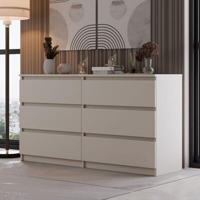 Home Collective Commode, Chambre à Coucher Couloir, Armoire, Sideboard, highboard avec 6 tiroirs, Largeur 140 cm Hauteur 75 Beige Parfait pour Le Salon, la Chambre à Coucher ou la Salle à Manger - Publicité Home Collective Commode, Chambre à Coucher Couloir, Armoire, Sideboard, highboard avec 6 tiroirs, Largeur 140 cm Hauteur 75 Beige Parfait pour Le Salon, la Chambre à Coucher ou la Salle à Manger - Publicité