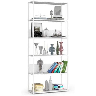 AKORD Bibliothèque Loft 80 cm Design Moderne Elégant Compact Spacieux 6 étagères pour Le Bureau Haute qualité Structure métallique Résistant aux dommages Garantie 24 Mois - Publicité AKORD Bibliothèque Loft 80 cm Design Moderne Elégant Compact Spacieux 6 étagères pour Le Bureau Haute qualité Structure métallique Résistant aux dommages Garantie 24 Mois - Publicité