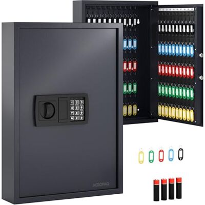 ACROPAQ Armoire à clés avec Serrure électronique numérique, pour jusqu'à 100 clés, 100 pendentifs Inclus, Noir Armoire a Clef Murale, Boite a Clef, Boite a clefs Murale - Publicité ACROPAQ Armoire à clés avec Serrure électronique numérique, pour jusqu'à 100 clés, 100 pendentifs Inclus, Noir Armoire a Clef Murale, Boite a Clef, Boite a clefs Murale - Publicité
