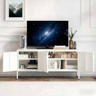 FLEXISPOT Armoire TV en métal 118 x 39 x 55 cm Buffet avec Trous d'aération, 3 Portes, Pieds réglables, Moderne, Robuste, Facile à Monter pour Salon, Bureau ou Chambre à Coucher, Blanc - Publicité FLEXISPOT Armoire TV en métal 118 x 39 x 55 cm Buffet avec Trous d'aération, 3 Portes, Pieds réglables, Moderne, Robuste, Facile à Monter pour Salon, Bureau ou Chambre à Coucher, Blanc - Publicité