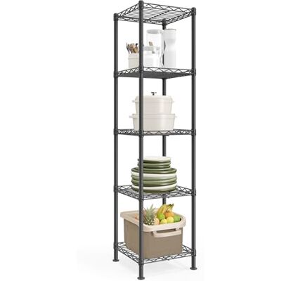 SONGMICS Étagère Étroite, Tablettes Réglables, Étagère de Rangement, pour Petit Espace, Garage, Chambre, Salon, Dressing, Cuisine, Cellier, 5 Niveaux, 30 x 30 x 121 cm, Noir d'encre LGR123BH01 - Publicité SONGMICS Étagère Étroite, Tablettes Réglables, Étagère de Rangement, pour Petit Espace, Garage, Chambre, Salon, Dressing, Cuisine, Cellier, 5 Niveaux, 30 x 30 x 121 cm, Noir d'encre LGR123BH01 - Publicité