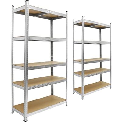 ECD Germany Lot 2x Étagère de Rangement 170x70x30 cm Charge jusqu'à 350 kg en Métal Galvanisé 5 Panneaux MDF Réglables en Hauteur Étagère de Stockage Rayonnage Étagère de Garage d'Atelier - Publicité ECD Germany Lot 2x Étagère de Rangement 170x70x30 cm Charge jusqu'à 350 kg en Métal Galvanisé 5 Panneaux MDF Réglables en Hauteur Étagère de Stockage Rayonnage Étagère de Garage d'Atelier - Publicité
