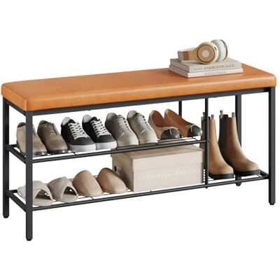WOLTU Banc Chaussures Entrée, Banc de Rangement, Siège Rembourré, à 3 Étagères, pour Bottes et Chaussures, en Similicuir et Métal, Entrée, Couloir, Salon, 100x30x50 cm, Marron - Publicité WOLTU Banc Chaussures Entrée, Banc de Rangement, Siège Rembourré, à 3 Étagères, pour Bottes et Chaussures, en Similicuir et Métal, Entrée, Couloir, Salon, 100x30x50 cm, Marron - Publicité