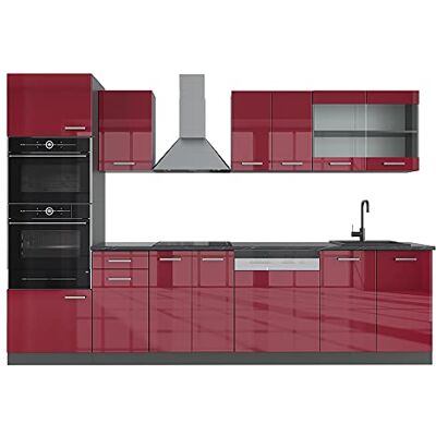 Vicco Cuisine R-Line, Rouge Brillant, 300cm avec Armoire Haute, sans PT, adapté à la Combinaison et à l’Extension Individuelles - Publicité Vicco Cuisine R-Line, Rouge Brillant, 300cm avec Armoire Haute, sans PT, adapté à la Combinaison et à l’Extension Individuelles - Publicité