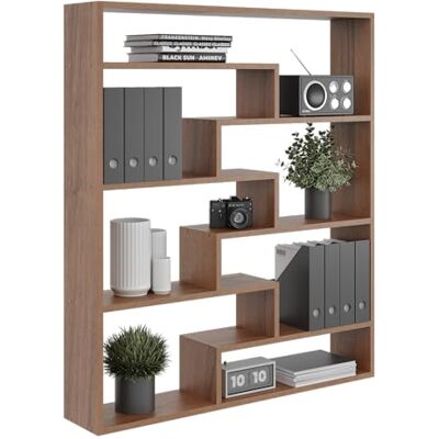 KUBUTKU Étagère à livres grande étagère murale avec 7 compartiments 119x103x18 étagère suspendue moderne déco étagère flottante (noyer) - Publicité KUBUTKU Étagère à livres grande étagère murale avec 7 compartiments 119x103x18 étagère suspendue moderne déco étagère flottante (noyer) - Publicité