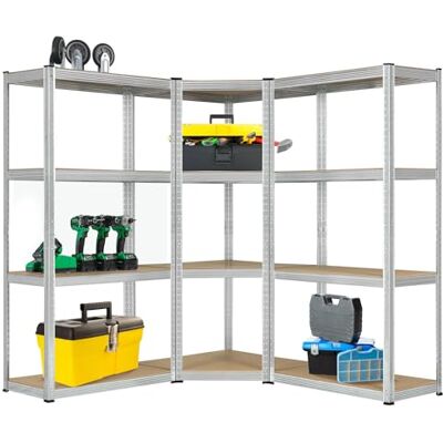 Juskys système de 3 étagères Easy 1 étagère d'angle et 2 étagères de Stockage 12 Planches en Bois MDF 960 kg Étagère emboîtable pour Charges Lourdes - Publicité Juskys système de 3 étagères Easy 1 étagère d'angle et 2 étagères de Stockage 12 Planches en Bois MDF 960 kg Étagère emboîtable pour Charges Lourdes - Publicité
