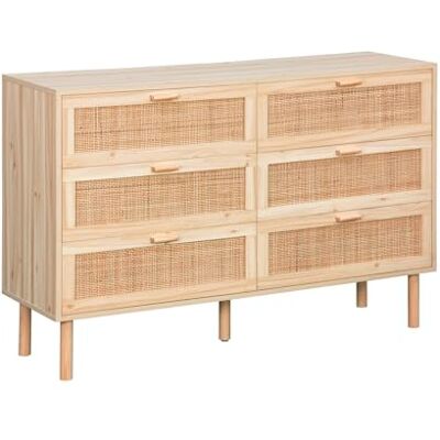 sweeek Commode 6 tiroirs cannage et décor Bois CAMARGUE L 120 x P 40 x H 80cm - Publicité sweeek Commode 6 tiroirs cannage et décor Bois CAMARGUE L 120 x P 40 x H 80cm - Publicité