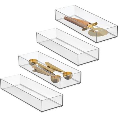InterDesign iDesign Lot de 4 grands tiroirs transparents pour cuisine et salle de bain - Publicité InterDesign iDesign Lot de 4 grands tiroirs transparents pour cuisine et salle de bain - Publicité