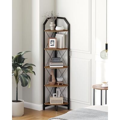 CHOEZON TCJ10BF Étagère d'angle industrielle à 5 niveaux, Meuble de Rangement pour chambre à coucher, salon, bureau à domicile, marron rustique et noir 150,9 cm - Publicité CHOEZON TCJ10BF Étagère d'angle industrielle à 5 niveaux, Meuble de Rangement pour chambre à coucher, salon, bureau à domicile, marron rustique et noir 150,9 cm - Publicité