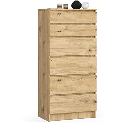 Home Collective Commode en chêne artisanal avec 6 tiroirs spacieux, 60 cm de large, 130 cm de haut, commode pour chambre à coucher, couloir, salon, organiseur avec tiroirs, buffet haut en bois - Publicité Home Collective Commode en chêne artisanal avec 6 tiroirs spacieux, 60 cm de large, 130 cm de haut, commode pour chambre à coucher, couloir, salon, organiseur avec tiroirs, buffet haut en bois - Publicité