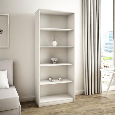 Home Collective Bibliothèque à 5 niveaux, étagère en finition mate, largeur 74 cm, étagère sur pied avec 4 étagères, idéale pour chambre, salon, couloir, panneau stratifié résistant, épaisseur 16 mm blanc - Publicité Home Collective Bibliothèque à 5 niveaux, étagère en finition mate, largeur 74 cm, étagère sur pied avec 4 étagères, idéale pour chambre, salon, couloir, panneau stratifié résistant, épaisseur 16 mm blanc - Publicité