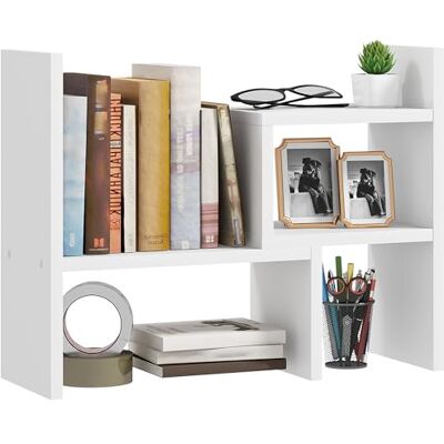 HOMCOM Étagère de Bureau Modulable, Organisateur Multifonctionnel, Étagère à Poser sur Bureau 2 Pièces en Bois Blanc - Publicité HOMCOM Étagère de Bureau Modulable, Organisateur Multifonctionnel, Étagère à Poser sur Bureau 2 Pièces en Bois Blanc - Publicité