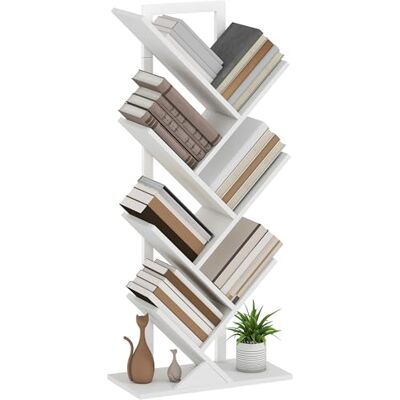 HOMCOM Bibliothèque en Forme d'arbre 7 Niveaux avec 7 étagères et Cadre en Acier pour Le Salon, Le Bureau, l'étude et la Chambre 50x24x109 cm Blanc - Publicité HOMCOM Bibliothèque en Forme d'arbre 7 Niveaux avec 7 étagères et Cadre en Acier pour Le Salon, Le Bureau, l'étude et la Chambre 50x24x109 cm Blanc - Publicité