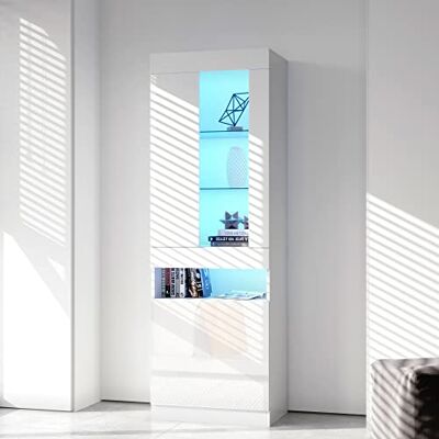 BTM vitrine Éclairage LED 16 Couleurs 180x50x40cm Salon Armoire LED Blanche Buffet Cabinet - Publicité BTM vitrine Éclairage LED 16 Couleurs 180x50x40cm Salon Armoire LED Blanche Buffet Cabinet - Publicité