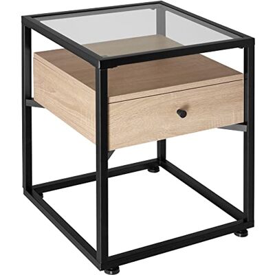 tectake ® Table de Chevet 43 x 45 x 54,5 cm, Table de Nuit avec Plateau en Verre, Style Industriel Design, Chevet de lit, Tiroir Coulissant Pratique, Meuble Chambre, Decoration Chambre, Bois Clair - Publicité tectake ® Table de Chevet 43 x 45 x 54,5 cm, Table de Nuit avec Plateau en Verre, Style Industriel Design, Chevet de lit, Tiroir Coulissant Pratique, Meuble Chambre, Decoration Chambre, Bois Clair - Publicité