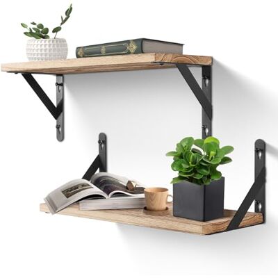 Uten Étagère Murale, Lot de 2 Etagere Murale en Bois Design Moderne, Longueur 42cm, Rustiques pour Cuisine, Salle de Bain, Salon, Bureau, Brun Clair - Publicité Uten Étagère Murale, Lot de 2 Etagere Murale en Bois Design Moderne, Longueur 42cm, Rustiques pour Cuisine, Salle de Bain, Salon, Bureau, Brun Clair - Publicité
