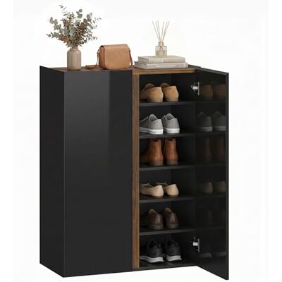 HOMCOM Armoire à chaussures avec 2 portes brillantes Meuble à chaussures avec 6 compartiments réglables Avec fonction de fermeture douce Pour 18 paires de chaussures 70 x 33,5 x 95 cm Noir - Publicité HOMCOM Armoire à chaussures avec 2 portes brillantes Meuble à chaussures avec 6 compartiments réglables Avec fonction de fermeture douce Pour 18 paires de chaussures 70 x 33,5 x 95 cm Noir - Publicité