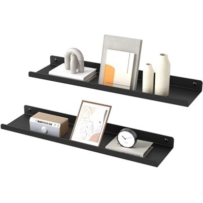 SONGMICS Étagères Murales en Métal, Lot de 2, Tablettes Flottantes, Style Industriel, pour Décorations, Cadres Photos, Bibelots, 4 Vis Incluses, Agencements Multiples, Noir d'encre LFS014BH01 - Publicité SONGMICS Étagères Murales en Métal, Lot de 2, Tablettes Flottantes, Style Industriel, pour Décorations, Cadres Photos, Bibelots, 4 Vis Incluses, Agencements Multiples, Noir d'encre LFS014BH01 - Publicité