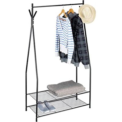 Relaxdays Portant à vêtements SANDRA tringle cintre rangement 2 compartiments rangement chaussures bottes en métal HxlxP: 162 x 90 x 40 cm, noir - Publicité Relaxdays Portant à vêtements SANDRA tringle cintre rangement 2 compartiments rangement chaussures bottes en métal HxlxP: 162 x 90 x 40 cm, noir - Publicité
