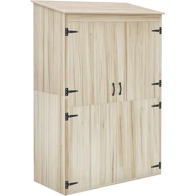 Outsunny Armoire de Jardin en Bois avec 2 Portes magnétiques, 2 étagères et Compartiment Droit spacieux, Armoire de Rangement à Toit incliné 120 x 57 x 183 cm Bois Naturel - Publicité Outsunny Armoire de Jardin en Bois avec 2 Portes magnétiques, 2 étagères et Compartiment Droit spacieux, Armoire de Rangement à Toit incliné 120 x 57 x 183 cm Bois Naturel - Publicité