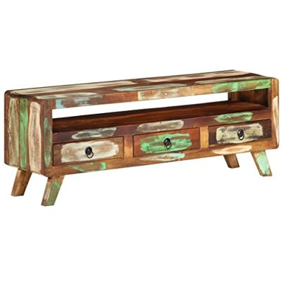 vidaXL Meuble TV Armoire Basse Centre de Divertissement Meuble Stéréo Salon Salle de Séjour Multicolore 110x30x40 cm Bois Massif de Récupération - Publicité vidaXL Meuble TV Armoire Basse Centre de Divertissement Meuble Stéréo Salon Salle de Séjour Multicolore 110x30x40 cm Bois Massif de Récupération - Publicité