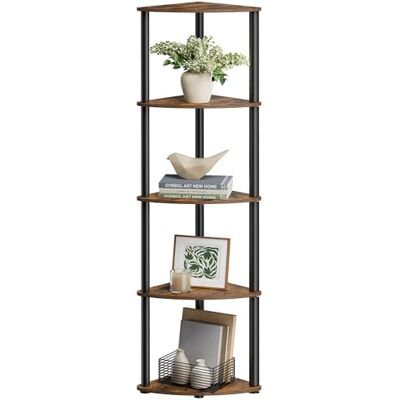 SONGMICS HOME Étagère d'angle à 5 Niveaux, Assemblage Ultra-Rapide sans Outils, Colonne de Rangement, 38,3 x 27 x 139 cm, pour Salon, Chambre, Cuisine, Marron Rustique, Braylin LBC610K01 - Publicité SONGMICS HOME Étagère d'angle à 5 Niveaux, Assemblage Ultra-Rapide sans Outils, Colonne de Rangement, 38,3 x 27 x 139 cm, pour Salon, Chambre, Cuisine, Marron Rustique, Braylin LBC610K01 - Publicité