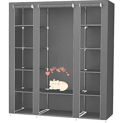 LANTUS Armoire de Rangement en Tissu Textile Pliable avec Tringle à vêtements,Porte-Manteau,Garde-Robe Organisateur de Stockage de vêtements Armoire Toile (172 * 134 * 43cm (Gris)) - Publicité LANTUS Armoire de Rangement en Tissu Textile Pliable avec Tringle à vêtements,Porte-Manteau,Garde-Robe Organisateur de Stockage de vêtements Armoire Toile (172 * 134 * 43cm (Gris)) - Publicité