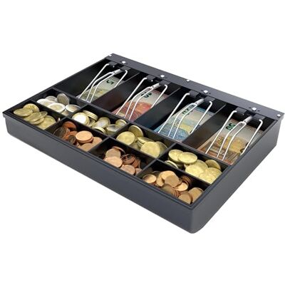 ACROPAQ Plateau de tiroir-caisse Compatible avec tous les tiroirs-caisses de 33 cm de large, 4 compartiments à monnaie et 8 compartiments à billets Noir - Publicité ACROPAQ Plateau de tiroir-caisse Compatible avec tous les tiroirs-caisses de 33 cm de large, 4 compartiments à monnaie et 8 compartiments à billets Noir - Publicité