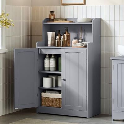 VASAGLE 100 cm de Hauteur Meuble de Salle de Bain, Meuble de Rangement, Armoire, 2 Portes, 2 Étagères Réglables, pour Salle à Manger, Cuisine, Salon, Gris Tourterelle BBC770G02 - Publicité VASAGLE 100 cm de Hauteur Meuble de Salle de Bain, Meuble de Rangement, Armoire, 2 Portes, 2 Étagères Réglables, pour Salle à Manger, Cuisine, Salon, Gris Tourterelle BBC770G02 - Publicité