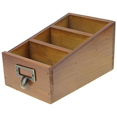 YJZQ Porte de carte visite en Bois Boîte de rangement avec 3 Compartiments Boîte Rétro à carte postale Classeur à Télécommande Organisateur pour Montres Passeport Lunette de soleil - Publicité YJZQ Porte de carte visite en Bois Boîte de rangement avec 3 Compartiments Boîte Rétro à carte postale Classeur à Télécommande Organisateur pour Montres Passeport Lunette de soleil - Publicité