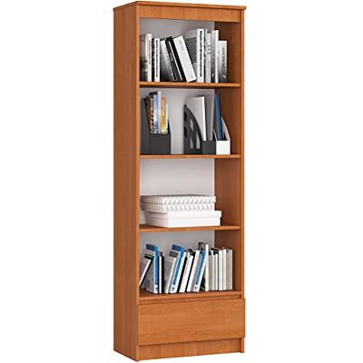 AKORD Bibliothèque de Bureau Rangement 60 cm 1 Tiroir 4 Étagères Meuble Support pour Documents Livres pour Une Chambre Bureau Panneau Stratifié 16mm Aulne - Publicité AKORD Bibliothèque de Bureau Rangement 60 cm 1 Tiroir 4 Étagères Meuble Support pour Documents Livres pour Une Chambre Bureau Panneau Stratifié 16mm Aulne - Publicité