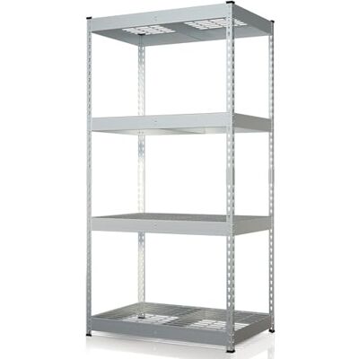 KARAT Étagère de Rangement Lourde Yukon Rivet – Rayonnage en Acier avec tablettes grillagées, capacité de Charge 250 à 350 kg par Niveau (Galvanisé, 180 x 90 x 60 cm 4 Niveaux) - Publicité KARAT Étagère de Rangement Lourde Yukon Rivet – Rayonnage en Acier avec tablettes grillagées, capacité de Charge 250 à 350 kg par Niveau (Galvanisé, 180 x 90 x 60 cm 4 Niveaux) - Publicité