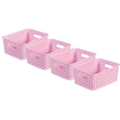 Curver My Style Lot de 4 petits paniers de rangement rectangulaires de 4 L Rose - Publicité Curver My Style Lot de 4 petits paniers de rangement rectangulaires de 4 L Rose - Publicité