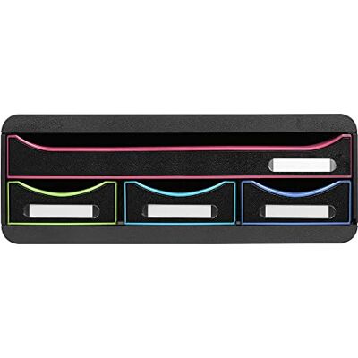 Exacompta Réf. 319914D Toolbox mini caisson individuel à 4 tiroirs pour ranger les petits ustensiles Dimensions extérieures : Profondeur 27 x largeur 35,5 x Hauteur 13,5 cm Noir/arlequin - Publicité Exacompta Réf. 319914D Toolbox mini caisson individuel à 4 tiroirs pour ranger les petits ustensiles Dimensions extérieures : Profondeur 27 x largeur 35,5 x Hauteur 13,5 cm Noir/arlequin - Publicité