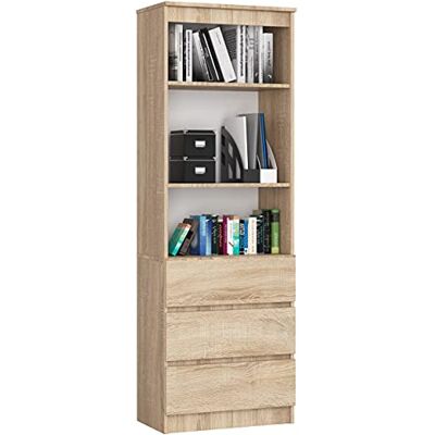 AKORD Bibliothèque de Bureau CLP 60 cm 3 Tiroirs 3 Etagères Etagere Rangement Salon Meuble pour Salon, Chambre Panneau Stratifié 16mm Couleur Chêne Sonoma - Publicité AKORD Bibliothèque de Bureau CLP 60 cm 3 Tiroirs 3 Etagères Etagere Rangement Salon Meuble pour Salon, Chambre Panneau Stratifié 16mm Couleur Chêne Sonoma - Publicité