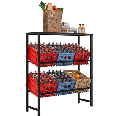 HOMCOM Étagère pour 6 caisses à Boissons, indépendante, avec Hauteur d'étagère réglable, 3 Niveaux, avec Protection antidérapante, 103 x 33 x 113,5 cm, en Acier, Noire - Publicité HOMCOM Étagère pour 6 caisses à Boissons, indépendante, avec Hauteur d'étagère réglable, 3 Niveaux, avec Protection antidérapante, 103 x 33 x 113,5 cm, en Acier, Noire - Publicité