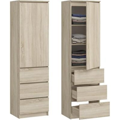 Home Collective Armoire Polyvalente avec 3 étagères et 3 tiroirs Meuble Compact et Fonctionnel pour Chambre, Couloir ou Bureau 40x50x180 cm (LxPxH) Sonoma - Publicité Home Collective Armoire Polyvalente avec 3 étagères et 3 tiroirs Meuble Compact et Fonctionnel pour Chambre, Couloir ou Bureau 40x50x180 cm (LxPxH) Sonoma - Publicité