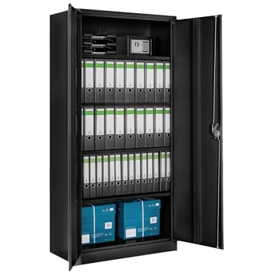 tectake Armoire de Bureau métallique 90 x 40 x 180 cm avec Serrure avec 5 Compartiments pour Classeur Rangement Documents Industriel Meuble 2 Portes, 4 Étagères Réglables en Hauteur - Publicité tectake Armoire de Bureau métallique 90 x 40 x 180 cm avec Serrure avec 5 Compartiments pour Classeur Rangement Documents Industriel Meuble 2 Portes, 4 Étagères Réglables en Hauteur - Publicité