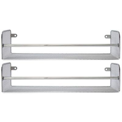 Amtido – Lot de 2 supports à épices pour fixation murale et de porte de placard, en maille métallique, chrome - Publicité Amtido – Lot de 2 supports à épices pour fixation murale et de porte de placard, en maille métallique, chrome - Publicité
