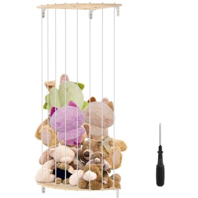 BAODBF Étagère d'angle en bois pour peluches, 32 x 32 x 180 cm, à suspendre, pour ranger les peluches, blanc - Publicité BAODBF Étagère d'angle en bois pour peluches, 32 x 32 x 180 cm, à suspendre, pour ranger les peluches, blanc - Publicité
