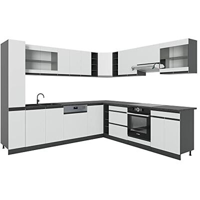 Vicco Cuisine en Angle R-Line, Blanc/Anthracite, 257 x 277 cm J-Shape - Publicité Vicco Cuisine en Angle R-Line, Blanc/Anthracite, 257 x 277 cm J-Shape - Publicité